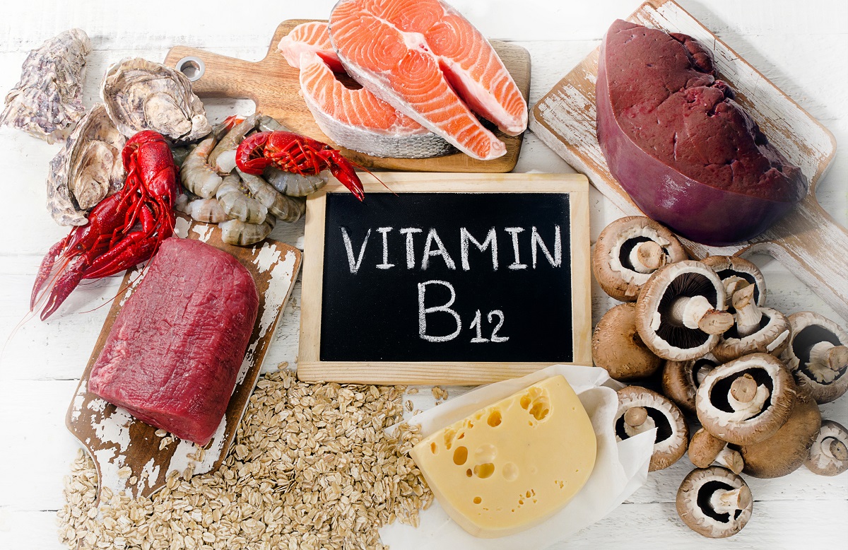 Sources of Vitamin B12 (Cobalamin). Healthy diet eating.