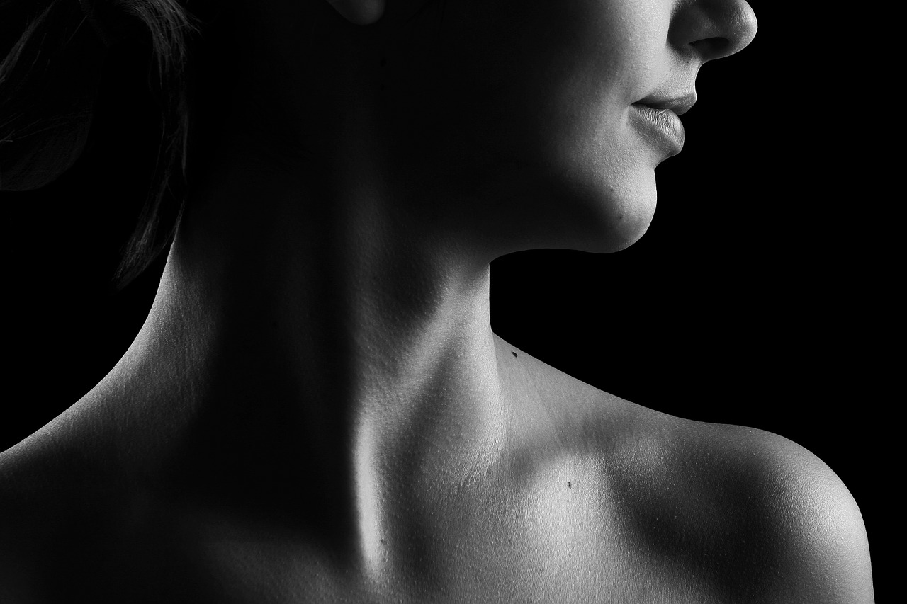 neck of a beautiful young woman